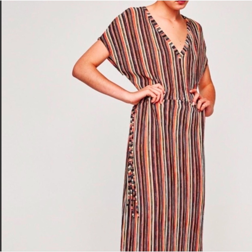 Zara Striped Maxi Dress in Black, Red, Green - Picture 8 of 8